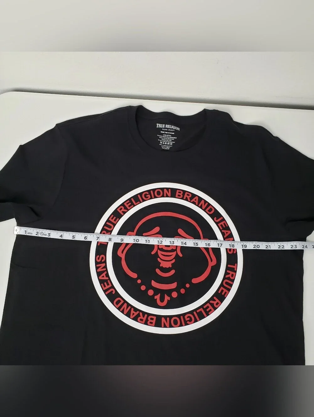 True Religion Mens Buddha Face Crew T-Shirt Size XXL Jet Black